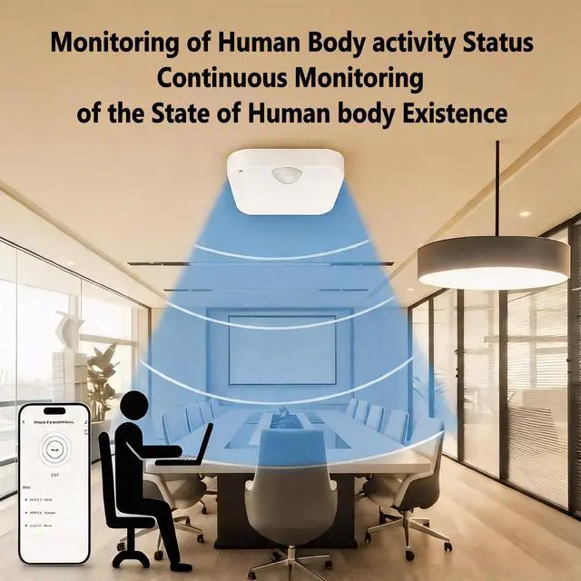 Alt view image 7 of 7 - Zigbee Wireless Human Presence Sensor, Smart mmWave Radar & PIR Motion Sensor, 6M Long Distance, 120° Large Angle for Indoor Home Security, Work with Tuya/Smartlife App, Zigbee Hub Required