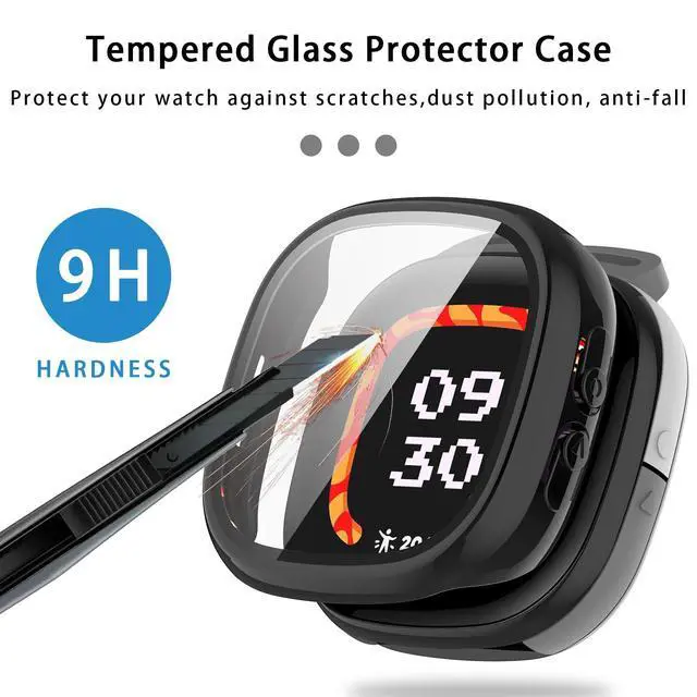 Alt view image 4 of 7 - 4 Pack Hard PC Screen Protector Case for Fitbit Ace LTE with Tempered Glass, High Sensitivity Anti-Fall Cover Bumper for Google Fitbit Ace LTE