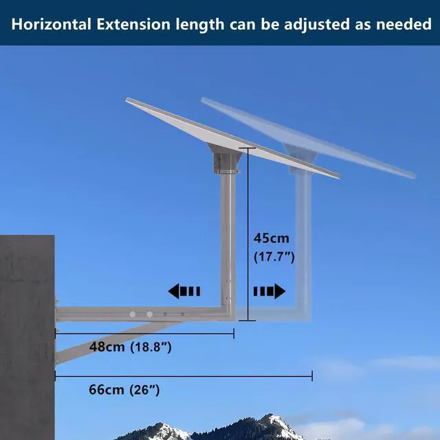 Alt view image 2 of 7 - Starlink Standard 4/4X Wall Mount Extendable with Pipe Adapter, 18.8"-26" Ajustable Horizontal Arm/28.3" Vertical Clearance for Roof Eave & Wall Mounting, Stainless Steel Heavy Duty