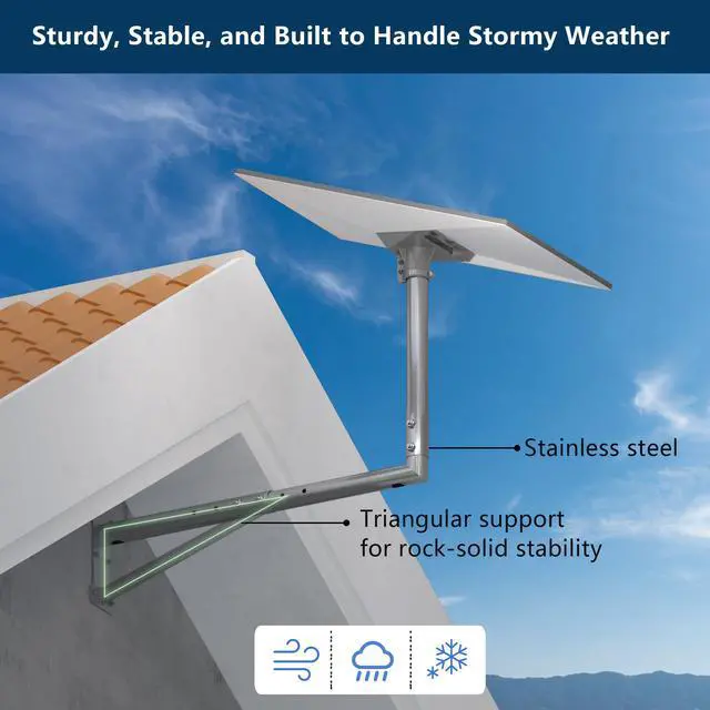 Alt view image 4 of 7 - Starlink Standard 4/4X Wall Mount Extendable with Pipe Adapter, 18.8"-26" Ajustable Horizontal Arm/28.3" Vertical Clearance for Roof Eave & Wall Mounting, Stainless Steel Heavy Duty