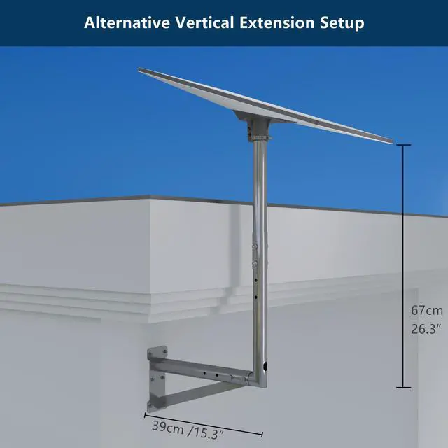 Alt view image 3 of 7 - Starlink Standard 4/4X Wall Mount Extendable with Pipe Adapter, 18.8"-26" Ajustable Horizontal Arm/28.3" Vertical Clearance for Roof Eave & Wall Mounting, Stainless Steel Heavy Duty