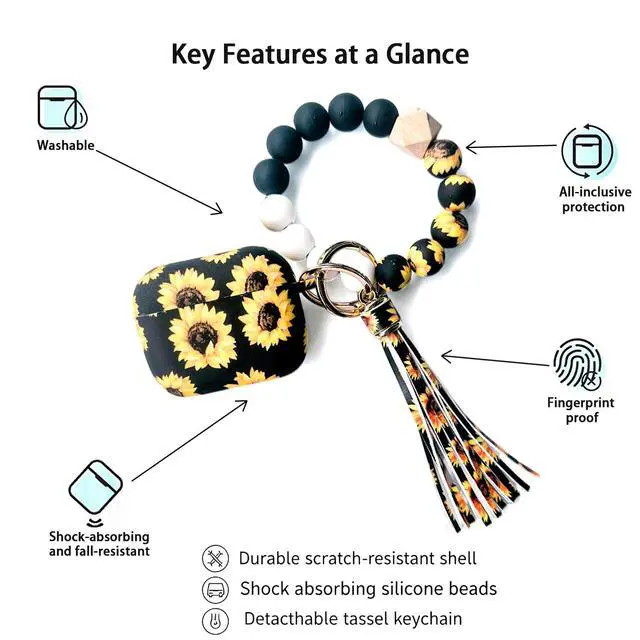 Alt view image 2 of 7 - AirPods Pro 3 Case (2025), Shockproof Soft Silicone Case Cover Compatible with Apple Airpods Pro3 Case, Cute Skin Cover with Bracelet Lanyard and Keychain for Men and Women(Sunflower)