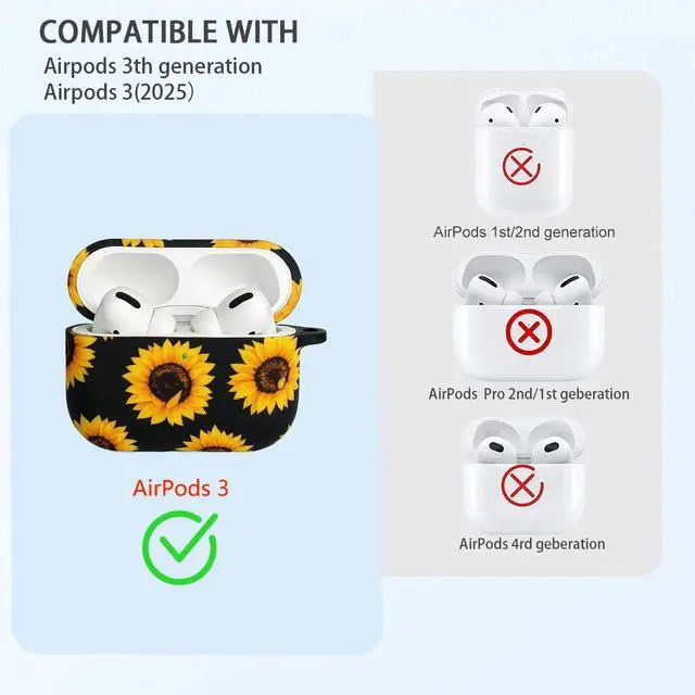 Alt view image 5 of 7 - AirPods Pro 3 Case (2025), Shockproof Soft Silicone Case Cover Compatible with Apple Airpods Pro3 Case, Cute Skin Cover with Bracelet Lanyard and Keychain for Men and Women(Sunflower)