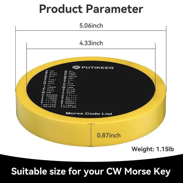 Alt view image 2 of 5 - Morse Code Round Table Key morse code List Learning Shortwave Radio (Yellow)