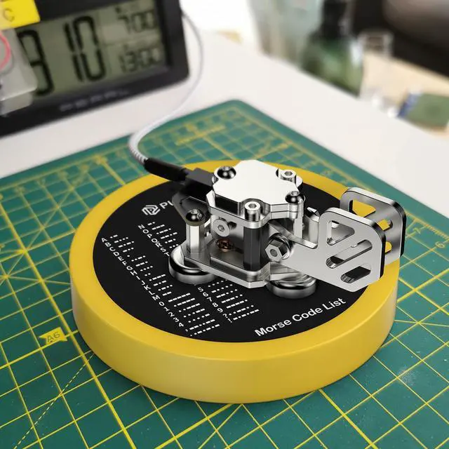 Alt view image 5 of 5 - Morse Code Round Table Key morse code List Learning Shortwave Radio (Yellow)