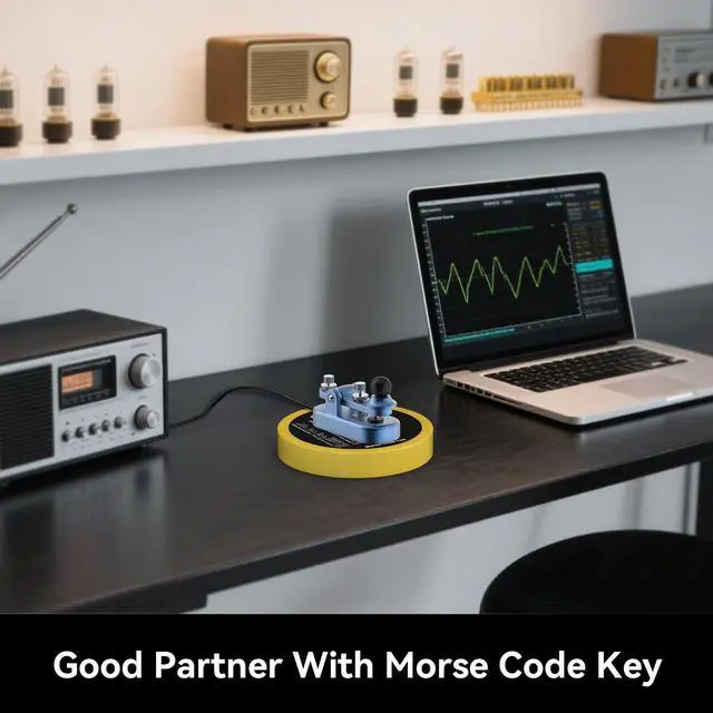 Alt view image 4 of 5 - Morse Code Round Table Key morse code List Learning Shortwave Radio (Yellow)