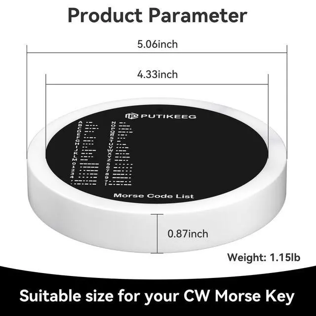 Alt view image 2 of 5 - Morse Code Round Table Key morse code List Learning Shortwave Radio (White)