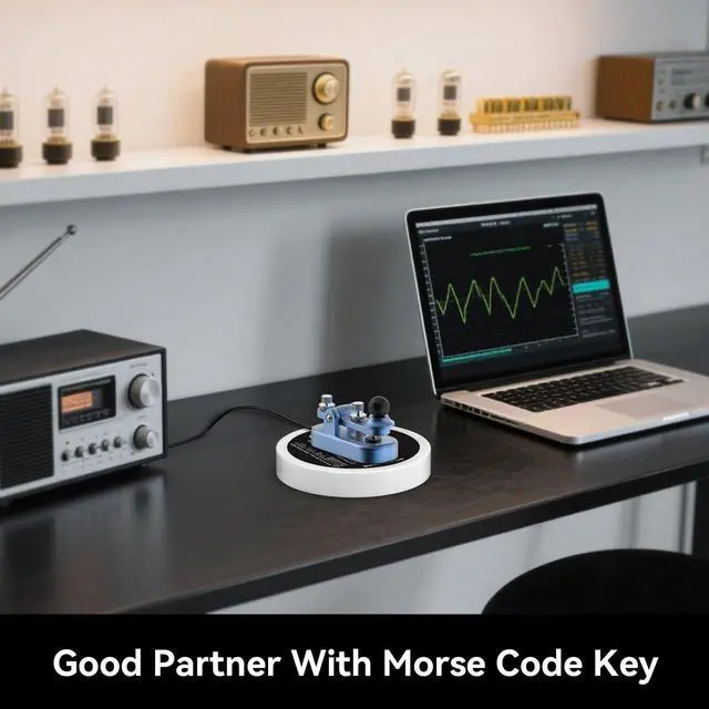 Alt view image 4 of 5 - Morse Code Round Table Key morse code List Learning Shortwave Radio (White)