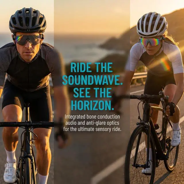 Alt view image 5 of 6 - Bluetooth Cycling Glasses, Open-Ear Audio Sunglasses with Wind-Reducing Mic for Cycling, Running, Driving
