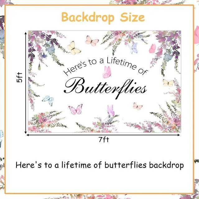 Alt view image 6 of 6 - Butterfly Bridal Shower Backdrop Banner 7 * 5ft of Butterflies Backdrop Butterfly Bride Shower Decorations Butterfly Floral Bridal Shower Banner for Bachelorette Wedding Engagement