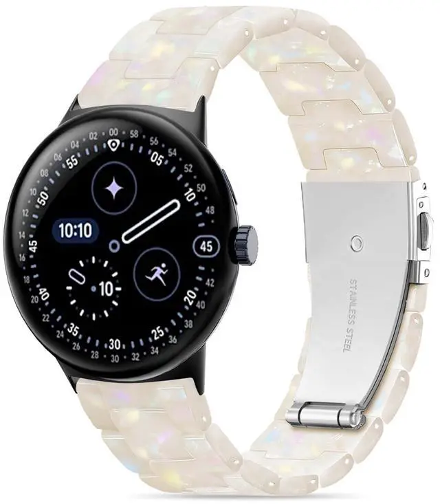 Main image of Compatible with Google Pixel Watch 4 45mm Bands/Pixel Watch 3 45mm Band Resin, Bracelet Strap for Pixel 3/4 Watch Band 45mm Accessory Women Man Wristband Replacement with Stainless Steel Buckle