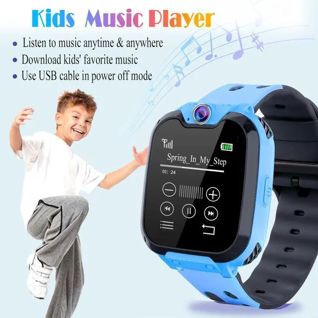 Alt view image 4 of 7 - Smart Watch for Kids Boys Girls, Blue | 26 Puzzle Games, HD Camera, Video Music Player, Pedometer & Flashlight, Alarm Clock & Learn Card, Audio Book
