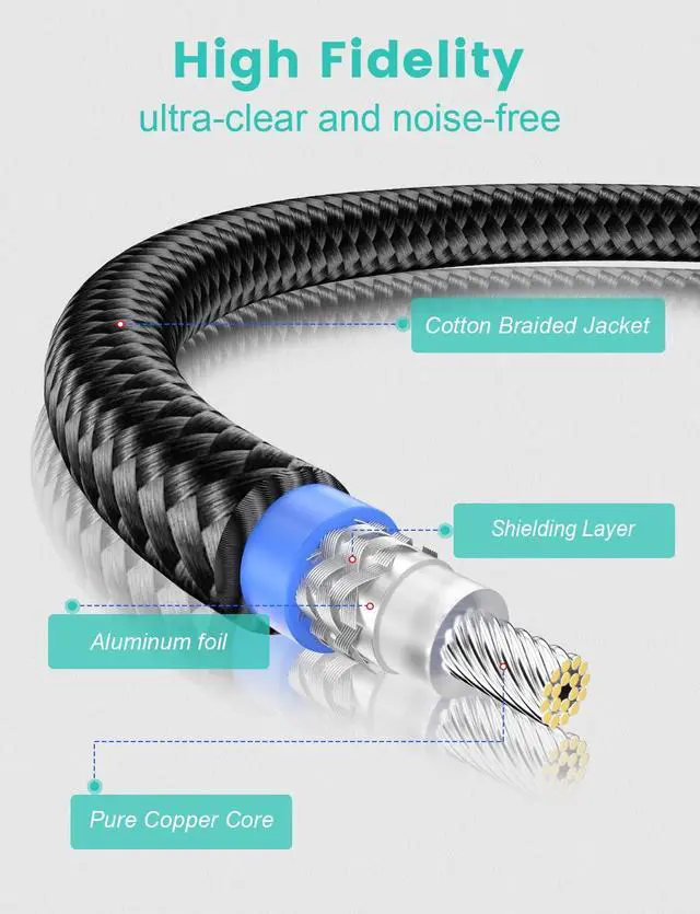 Alt view image 3 of 7 - 90 Degree Subwoofer Cable,RCA Male to Male Digital Coaxial Audio Cable for Television, DVD Player, Gaming Console, Projector, Speaker (90 Degree to Straight, 33FT/10M)