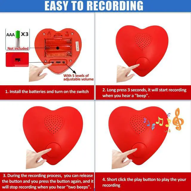 Alt view image 3 of 6 - 16min Voice Recorder for Stuffed Animals,Personal Voice Message Recordable Sound Recorder Chips Module for Mother's Day Christmas Plush Toy,Manual DIY Sound Creative Presents for Boyfriend (Red)