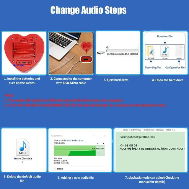 Alt view image 4 of 6 - 16min Voice Recorder for Stuffed Animals,Personal Voice Message Recordable Sound Recorder Chips Module for Mother's Day Christmas Plush Toy,Manual DIY Sound Creative Presents for Boyfriend (Red)