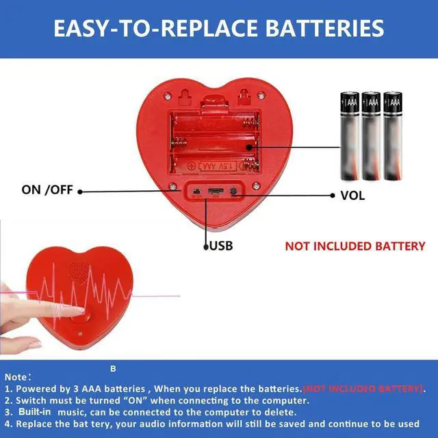Alt view image 5 of 6 - 16min Voice Recorder for Stuffed Animals,Personal Voice Message Recordable Sound Recorder Chips Module for Mother's Day Christmas Plush Toy,Manual DIY Sound Creative Presents for Boyfriend (Red)