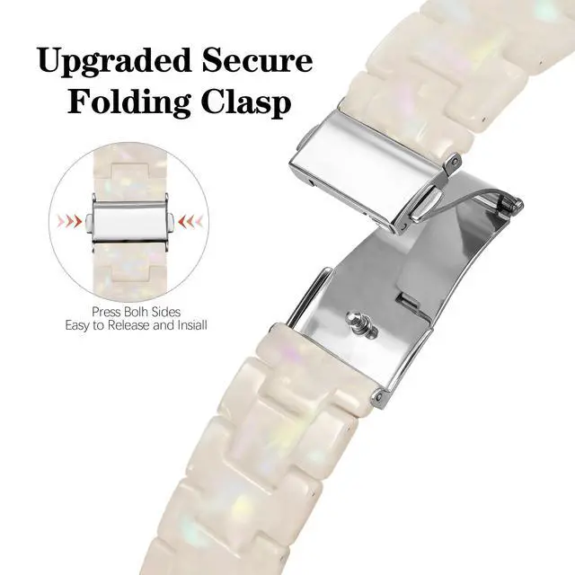 Alt view image 5 of 7 - Compatible with Google Pixel Watch 4 45mm Bands/Pixel Watch 3 45mm Band Resin, Bracelet Strap for Pixel 3/4 Watch Band 45mm Accessory Women Man Wristband Replacement with Stainless Steel Buckle