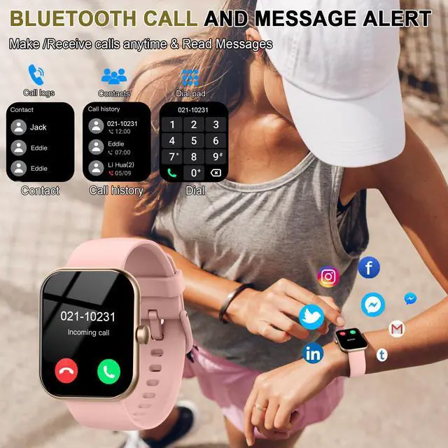 Alt view image 2 of 6 - Smart Watch for Women (Answer/Make Call), 1.96"HD Smartwatch with Heart Rate/Sleep Monitor/Pedometer, 113+ Sports Modes, 2026 New Fitness Watch IP68 Waterproof, Activity Tracker for Android iOS-Pink