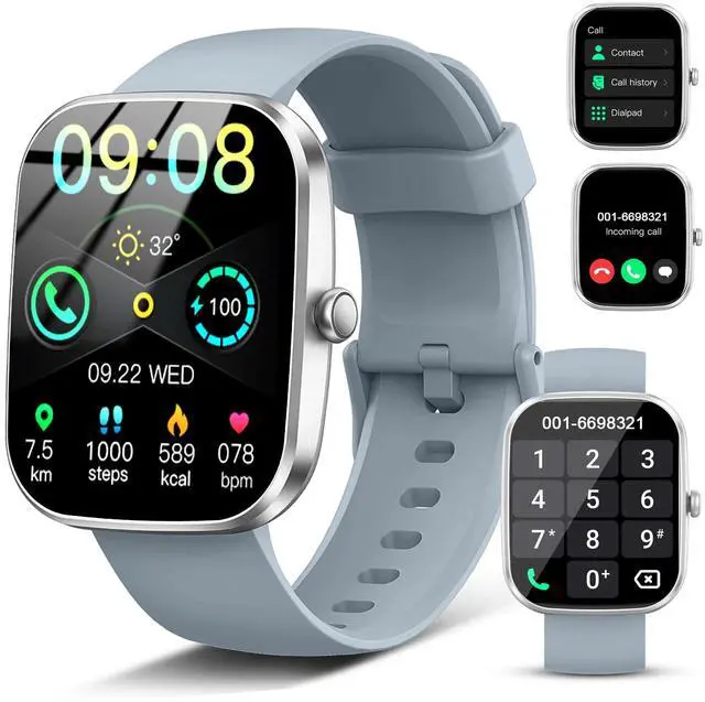 Main image of Smart Watch(Answer/Make Call), 1.91"HD Smartwatch for Men Women with Heart Rate/Sleep Monitor/Pedometer/Calories, 113+ Sports Fitness Watch Tracker, IP68 Waterproof Step Counter for Android iOS-Gray