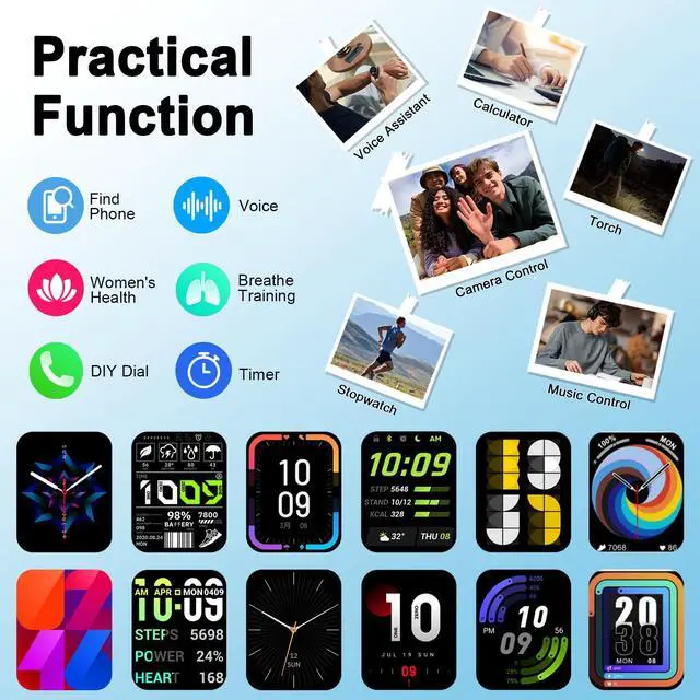 Alt view image 4 of 6 - Smart Watch(Answer/Make Call), 1.91"HD Smartwatch for Men Women with Heart Rate/Sleep Monitor/Pedometer/Calories, 113+ Sports Fitness Watch Tracker, IP68 Waterproof Step Counter for Android iOS-Gray