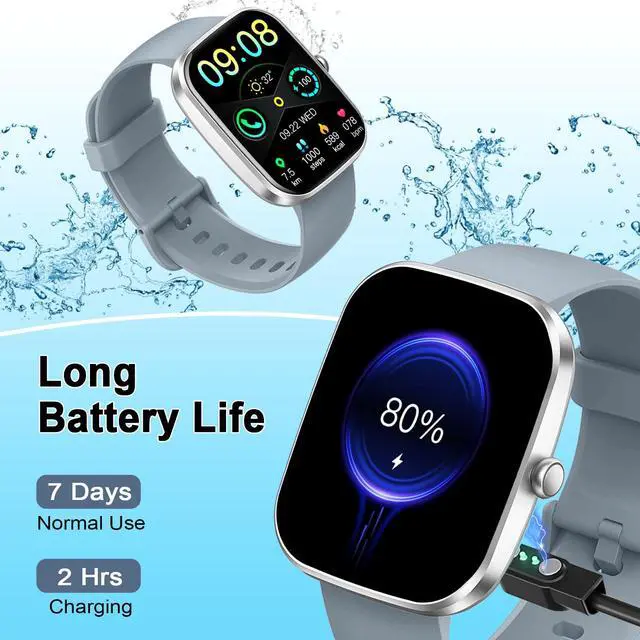 Alt view image 6 of 6 - Smart Watch(Answer/Make Call), 1.91"HD Smartwatch for Men Women with Heart Rate/Sleep Monitor/Pedometer/Calories, 113+ Sports Fitness Watch Tracker, IP68 Waterproof Step Counter for Android iOS-Gray