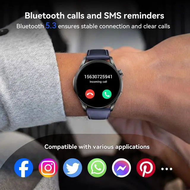 Alt view image 4 of 7 - Smart Watch (Answer/Make Calls), 1.43" FHD AMOLED Screen Smartwatch for Men Women 100+ Sport Modes Fitness Watchs with Blood Oxygen/Sleep/Heart Rate Monitor, Smartwatch for Android & iPhone
