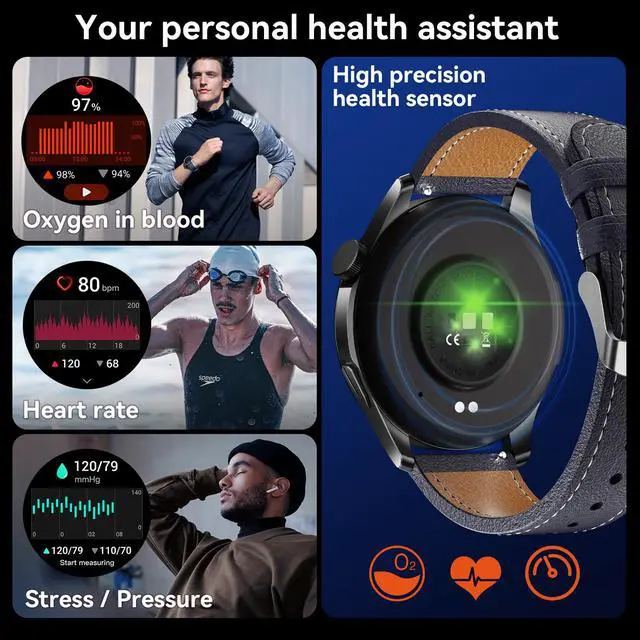Alt view image 5 of 7 - Smart Watch (Answer/Make Calls), 1.43" FHD AMOLED Screen Smartwatch for Men Women 100+ Sport Modes Fitness Watchs with Blood Oxygen/Sleep/Heart Rate Monitor, Smartwatch for Android & iPhone