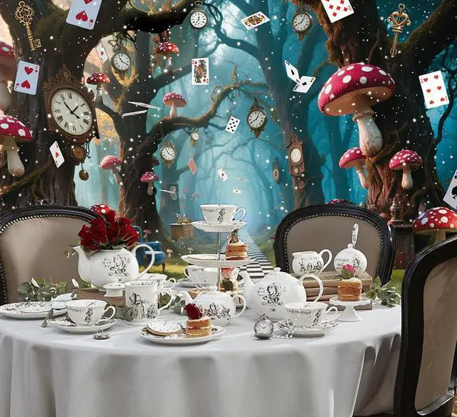 Alt view image 6 of 7 - Halloween Enchanted Forest Backdrop Wonderland Tea Party Checkerboard Mushroom Photography Background Kids Birthday Baby Shower Halloween Family Party Banner Decorations 8x6FT