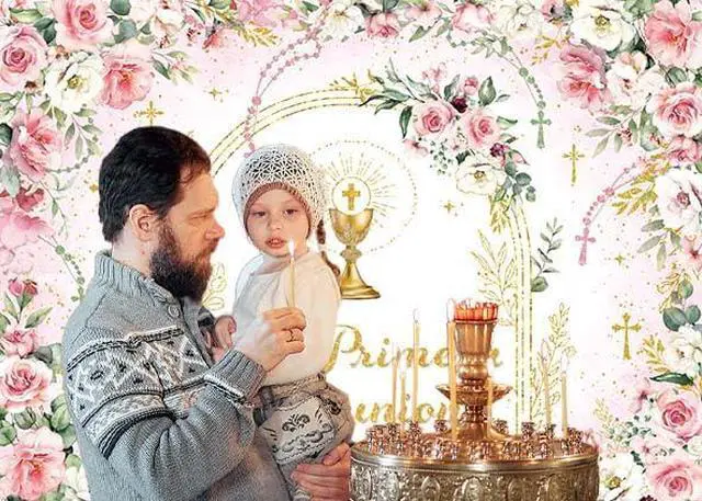 Alt view image 4 of 7 - Mi Primera Comunion Backdrop Banner Pink First Holy Communion Background God Bless Christening Comunion Baby Baptism Party Decorations Banner Photo Props (Pink, 8x6FT(94 x 70 inch))