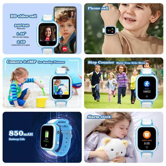Alt view image 5 of 6 - 4G Smart Watch Phone for Kids with GPS Tracker, Blue | 1.83" Large Touch Screen, WiFi, Call, Voice Video Chat, Whatsapp, SOS, Bluetooth, Alarm, Pedometer, Music, Age 4-15