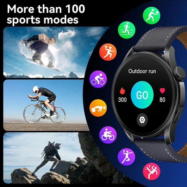 Alt view image 6 of 7 - Smart Watch (Answer/Make Calls), 1.43" FHD AMOLED Screen Smartwatch for Men Women 100+ Sport Modes Fitness Watchs with Blood Oxygen/Sleep/Heart Rate Monitor, Smartwatch for Android & iPhone