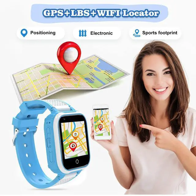 Alt view image 4 of 6 - 4G Smart Watch Phone for Kids with GPS Tracker, Blue | 1.83" Large Touch Screen, WiFi, Call, Voice Video Chat, Whatsapp, SOS, Bluetooth, Alarm, Pedometer, Music, Age 4-15