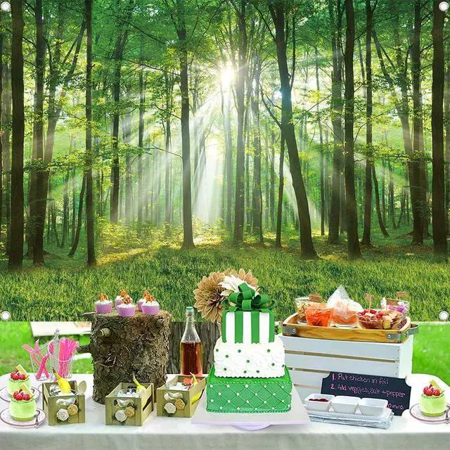 Alt view image 4 of 7 - Spring Forest Nature Backdrop Green Forest Trees Photography Background Spring Camping Outdoor Landscape Scenery Party Decorations Banner Booth Props (8x6FT(94 x 70 inch))