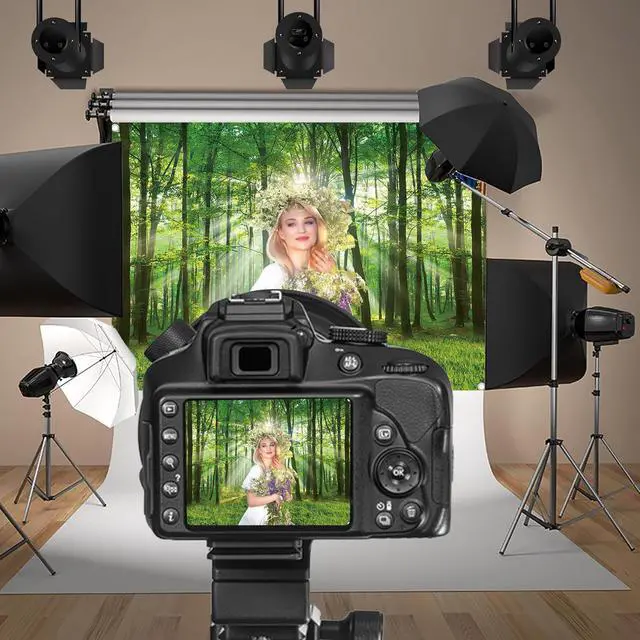 Alt view image 5 of 7 - Spring Forest Nature Backdrop Green Forest Trees Photography Background Spring Camping Outdoor Landscape Scenery Party Decorations Banner Booth Props (8x6FT(94 x 70 inch))