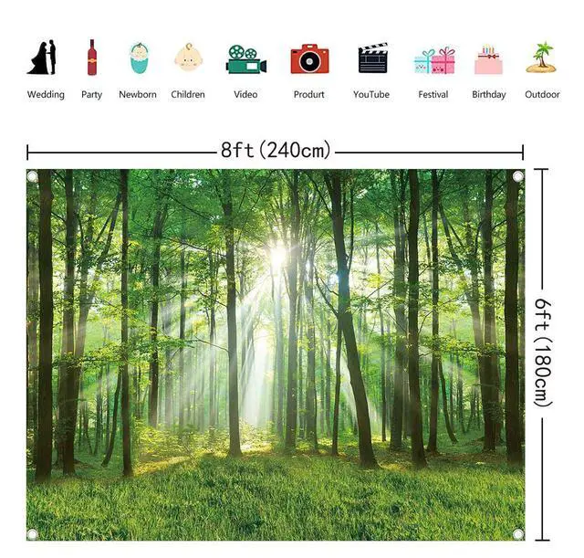 Alt view image 6 of 7 - Spring Forest Nature Backdrop Green Forest Trees Photography Background Spring Camping Outdoor Landscape Scenery Party Decorations Banner Booth Props (8x6FT(94 x 70 inch))