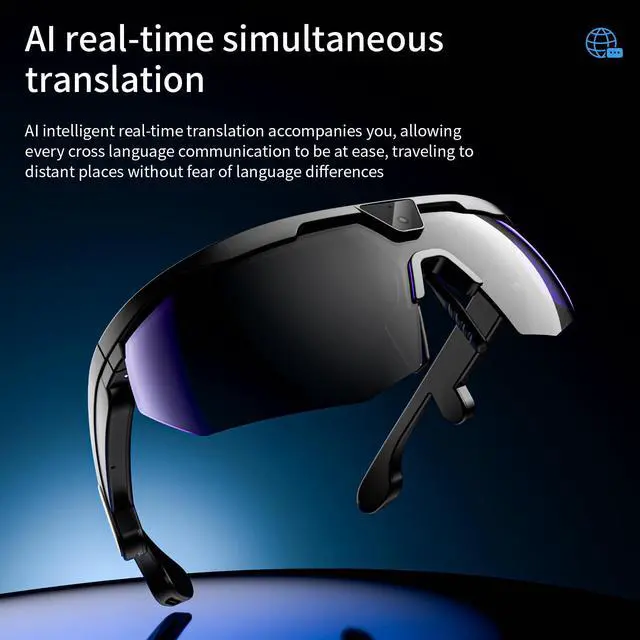 Alt view image 5 of 7 - AI Smart Glasses with 8MP Camera 6-Axis EIS Stabilization, ChatGPT Voice Assistant, IP66 Waterproof 4K Sports Sunglasses, Dual-Mic ENC Noise Cancelling, Type-C Convenient Charging Port (Black)