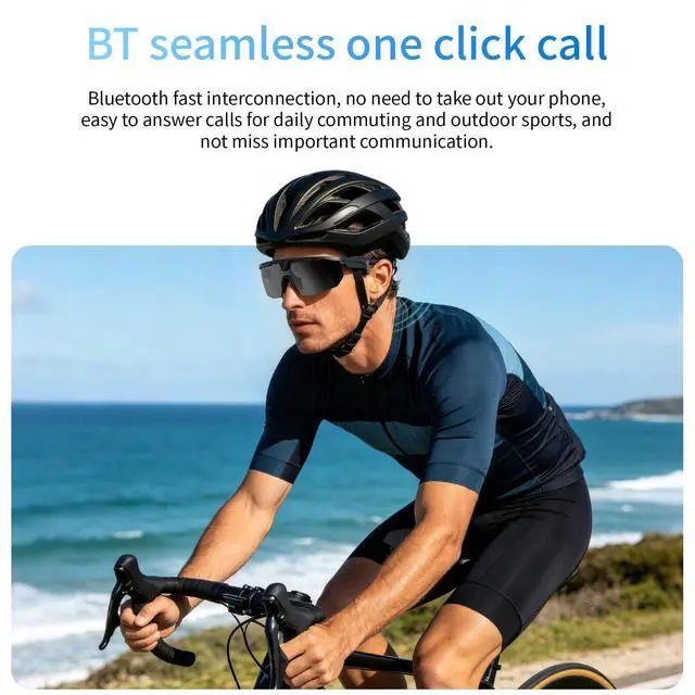 Alt view image 7 of 7 - AI Smart Glasses with 8MP Camera 6-Axis EIS Stabilization, ChatGPT Voice Assistant, IP66 Waterproof 4K Sports Sunglasses, Dual-Mic ENC Noise Cancelling, Type-C Convenient Charging Port (Black)