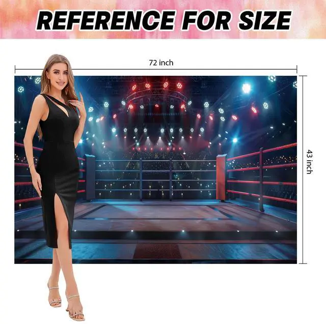 Alt view image 6 of 6 - Boxing Ring Spotlight Photography Backdrop Banner - Dramatic Fight Night Scene Background for Studio, Party & Video Shoot 72x43 Inch