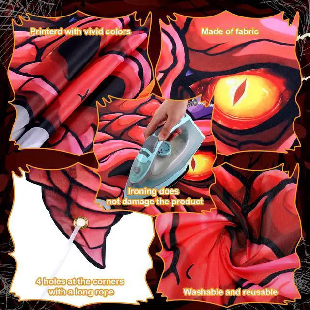 Alt view image 4 of 7 - Halloween Door Cover Decoration Creepy Door Backdrop for Halloween Garage Window Wall Porch Haunted House Terror Trunk or Treat Car Decoration Scary Evil Photo Booth Props(Dragon Monster)