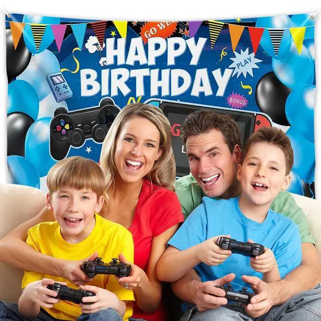 Alt view image 7 of 7 - Video Game Birthday Backdrop, Happy Birthday Gaming Banner, Gaming Theme Party Background Photo Props, Video Game Birthday Party Decoration for Kids Boys Girls(6x3.6ft)