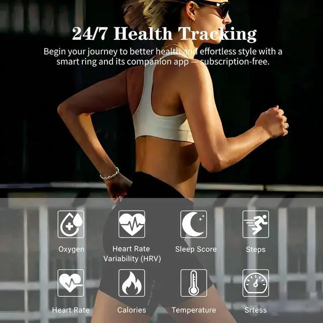 Alt view image 4 of 6 - Venlan Smart Ring for Women - Elegant Silver Fitness Ring with 100+ Zirconia Crystals, Dual-Plated Platinum Coating, Real-Time Heart Rate, Sleep & Temperature Monitoring(Silver,#10)