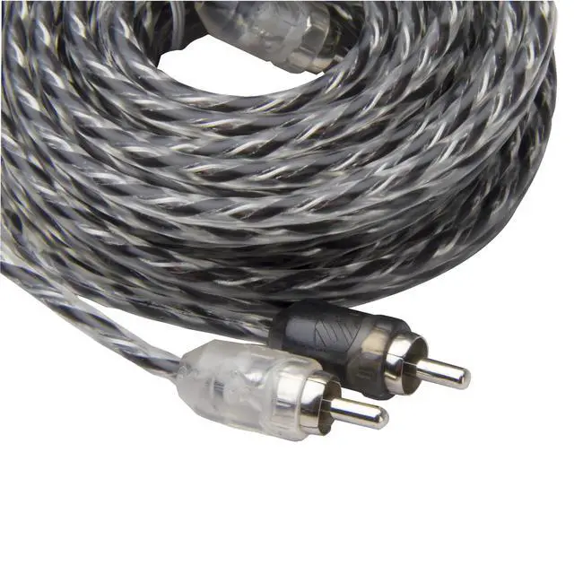 Alt view image 2 of 6 - A25C4 25 Foot 2-Channel Oxygen Free Copper Twisted Car Stereo RCA Interconnect Audio Cables Black/Clear