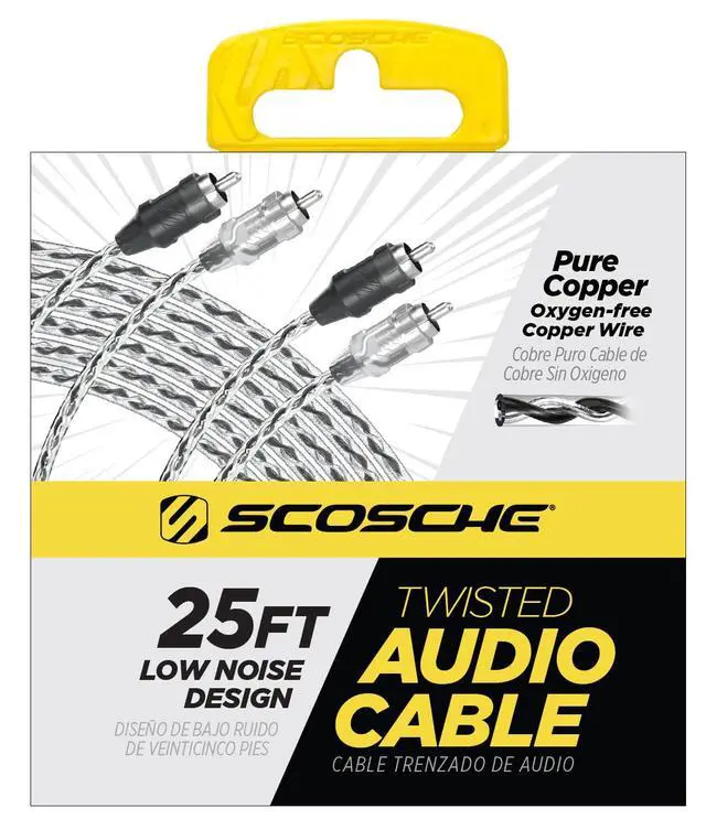 Alt view image 5 of 6 - A25C4 25 Foot 2-Channel Oxygen Free Copper Twisted Car Stereo RCA Interconnect Audio Cables Black/Clear