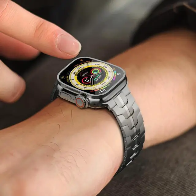 Alt view image 6 of 6 - Titanium Watch Band,Titanium Watch Strap with DLC Scratch Resistant,Fits Series 10 iWatch Wristband for 45 46 49mm of ULTRA 3 & Ultra 2/1,With Premium secure Titanium Watch clasp