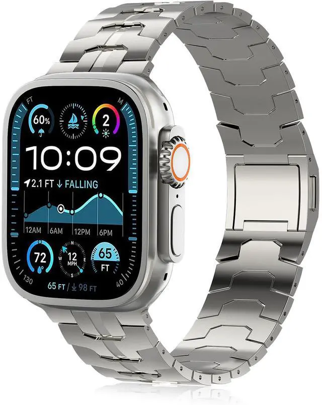 Main image of Titanium Watch Band,Titanium Watch Strap with DLC Scratch Resistant,Fits Series 10 iWatch Wristband for 45 46 49mm of ULTRA 3 & Ultra 2/1,With Premium secure Titanium Watch clasp