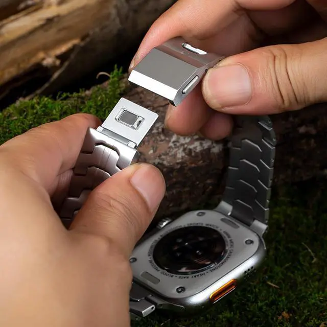 Alt view image 3 of 6 - Titanium Watch Band,Titanium Watch Strap with DLC Scratch Resistant,Fits Series 10 iWatch Wristband for 45 46 49mm of ULTRA 3 & Ultra 2/1,With Premium secure Titanium Watch clasp