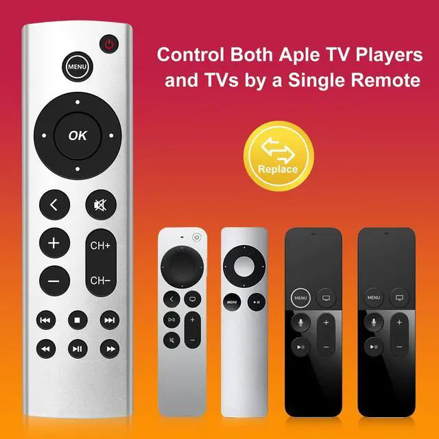 Alt view image 3 of 6 - 2PC Universal Replacement Remote for Aple TV 4K/ Gen 1 2 3 4/ HD A2843 A2737 A2169 A1842 A1625 A1427 A1469 A1378 A1218 (NO Voice