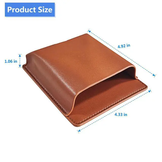 Alt view image 2 of 7 - 2 pcs Remote Control Holder, Wall Mounted Self-adhesive Leather Hanging Pouch Waterproof Wall Hanging Pouch for Cell Phone Remote Control Office Home School (Brown)