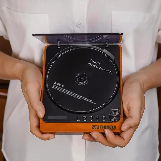 Alt view image 2 of 6 - JA-310R Retro Wooden CD Player with Bluetooth 5.1 Transmitter, HiFi Lossless Audio Desktop CD Player with Remote Control, Compact Vintage Player for Home Audio System (No Built-in Speakers)