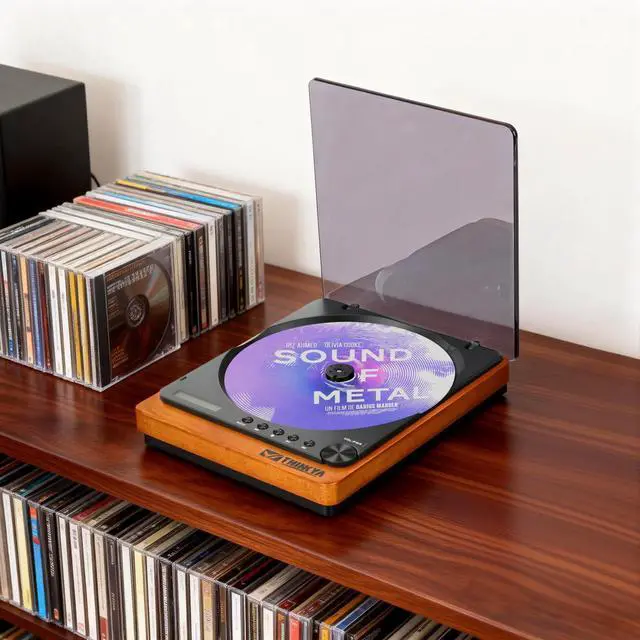Alt view image 3 of 6 - JA-310R Retro Wooden CD Player with Bluetooth 5.1 Transmitter, HiFi Lossless Audio Desktop CD Player with Remote Control, Compact Vintage Player for Home Audio System (No Built-in Speakers)